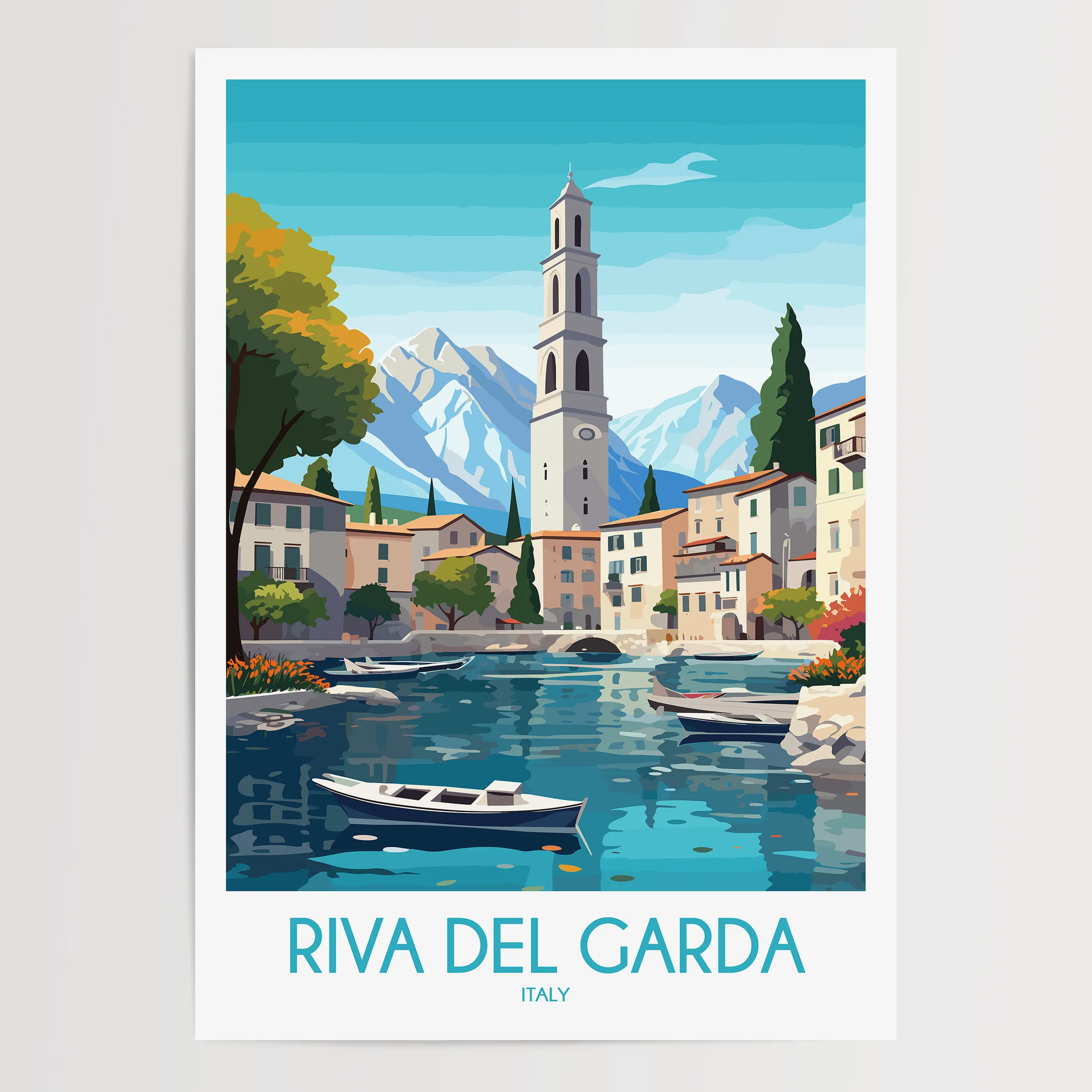 Riva Del Garda Retro Travel Illustration