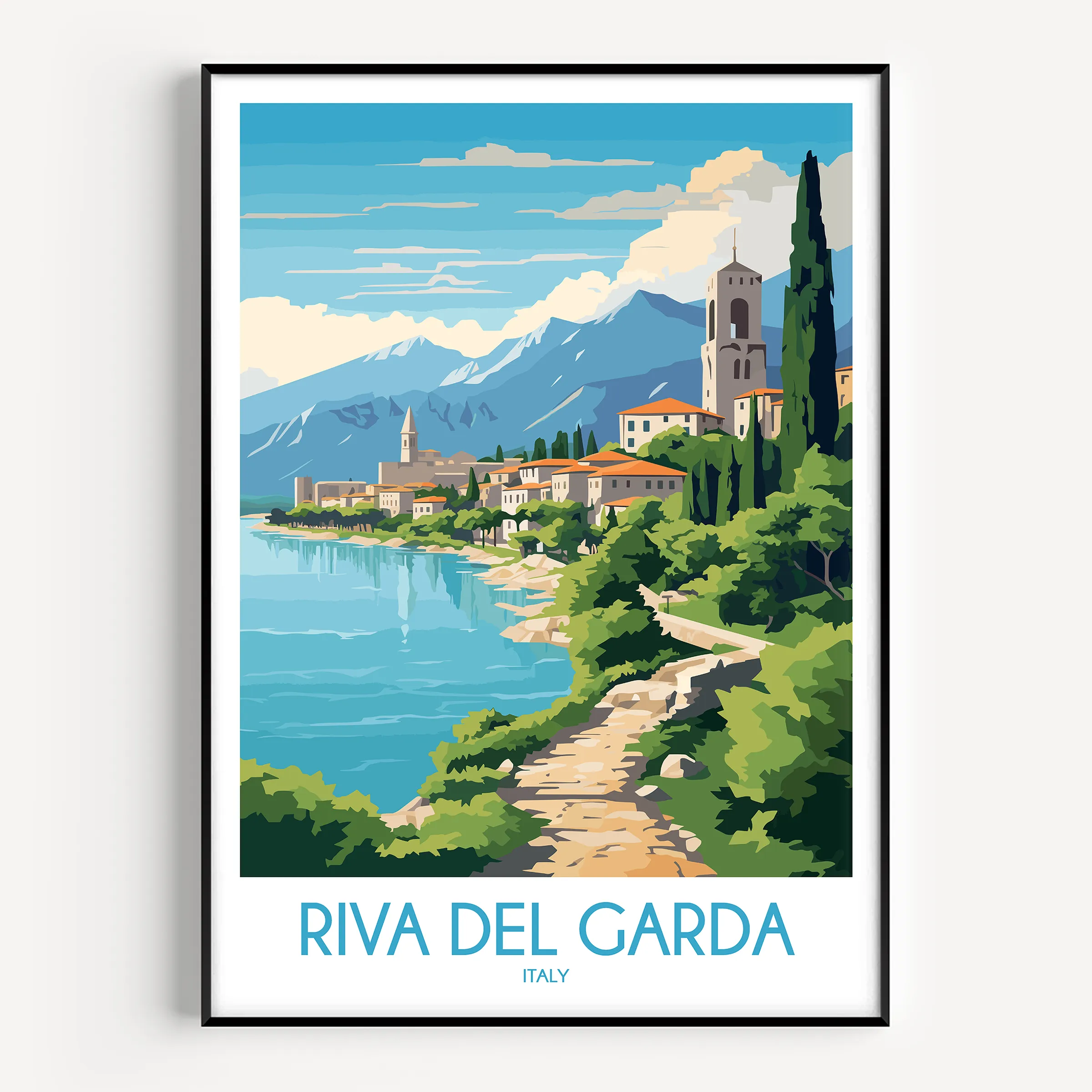 Riva Del Garda Retro Travel Illustration