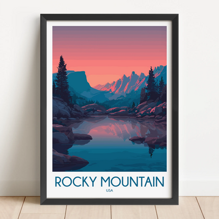 Rocky Mountain National Park Retro Travel Illustration