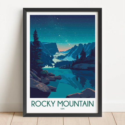 Rocky Mountain National Park Retro Travel Illustration