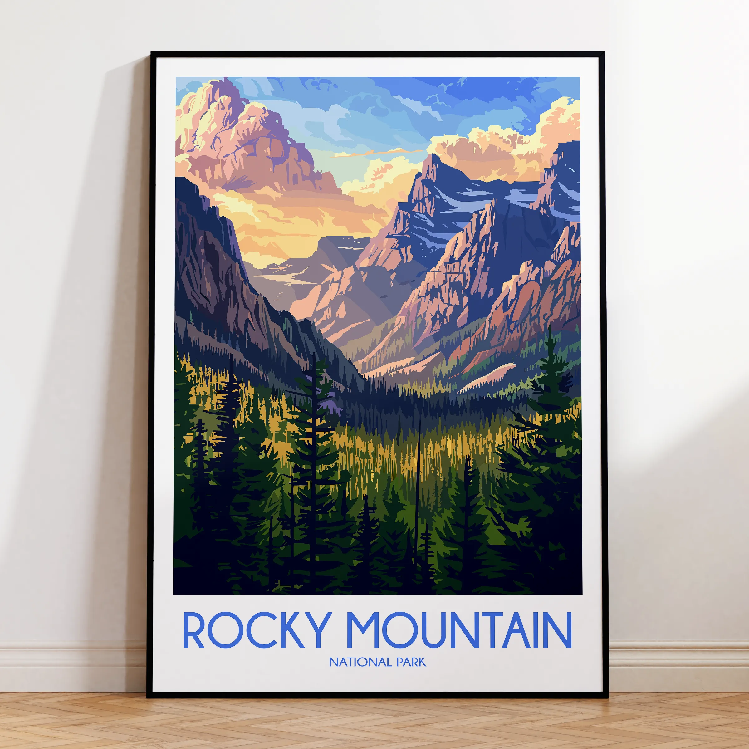 Rocky Mountain Retro Travel Illustration