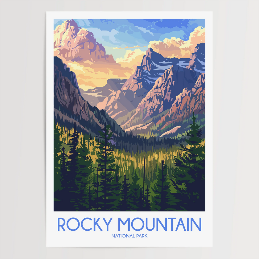 Rocky Mountain Scenic Landscape Art