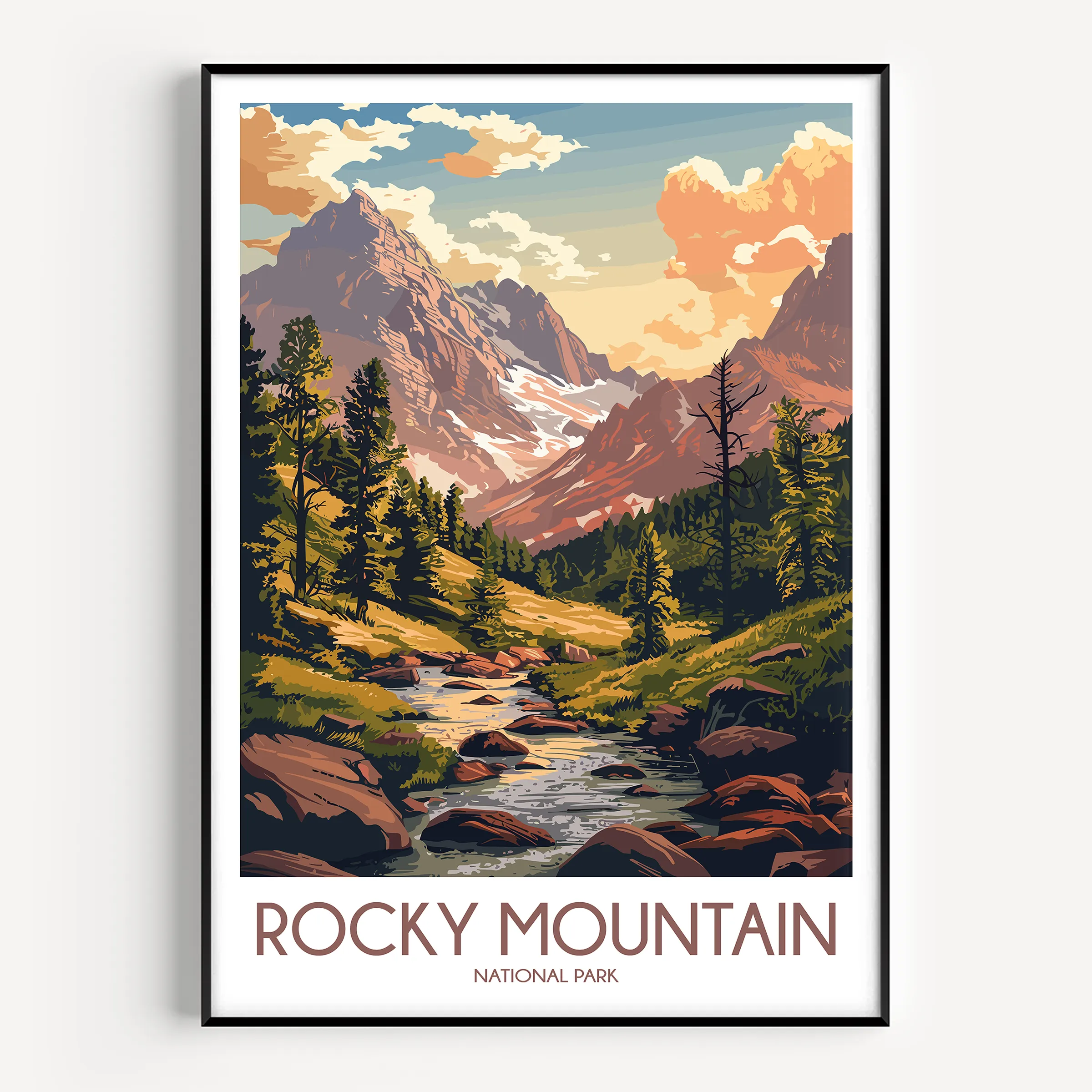 Rocky Mountain Scenic Landscape Art