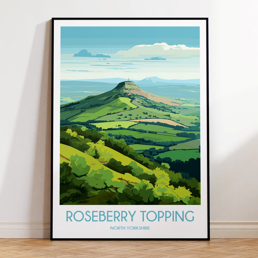 Roseberry Topping Retro Travel Illustration