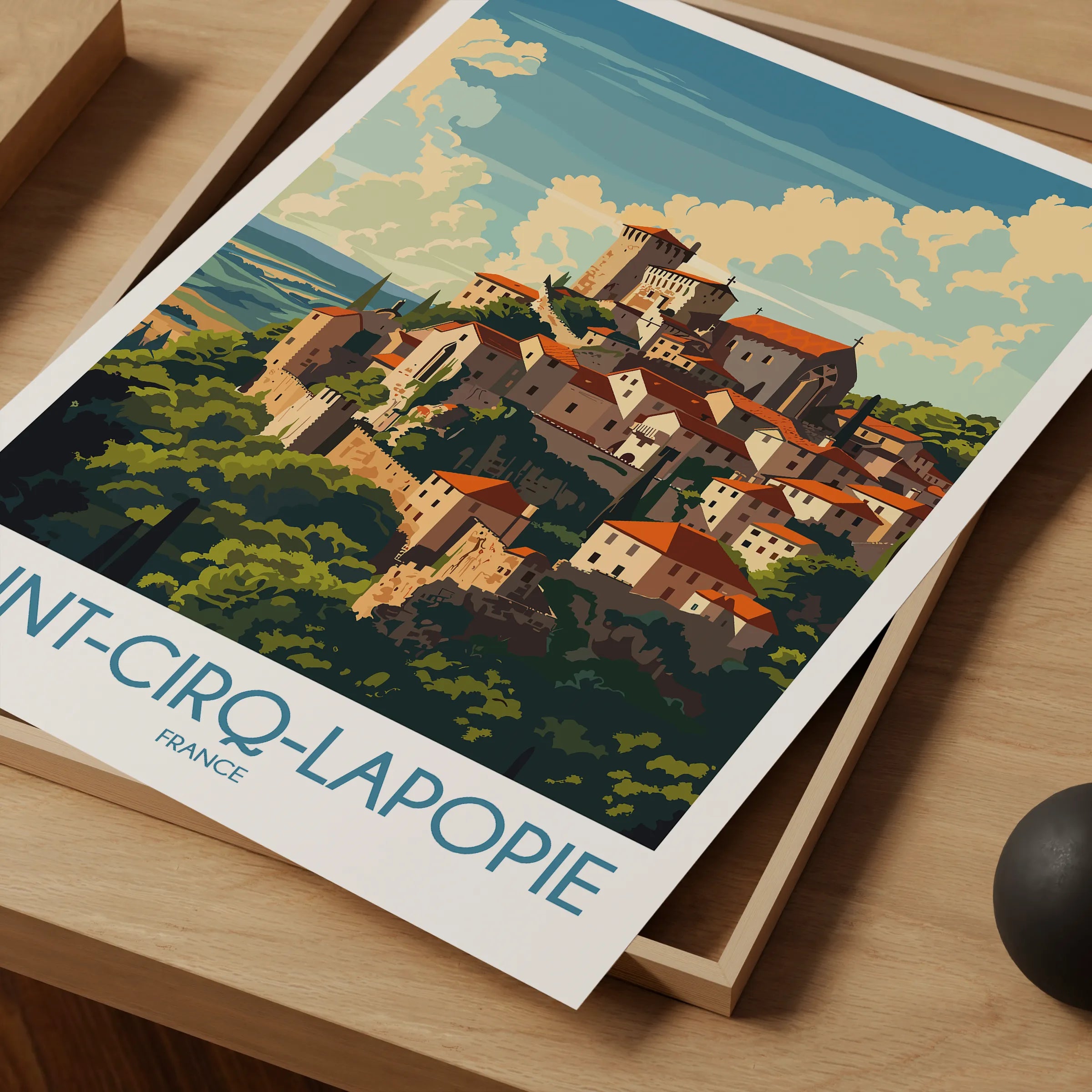 Saint-Cirq-Lapopie Modern Travel Poster