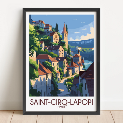 Saint-Cirq-Lapopie Modern Travel Poster