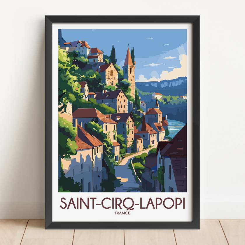 Saint-Cirq-Lapopie Modern Travel Poster
