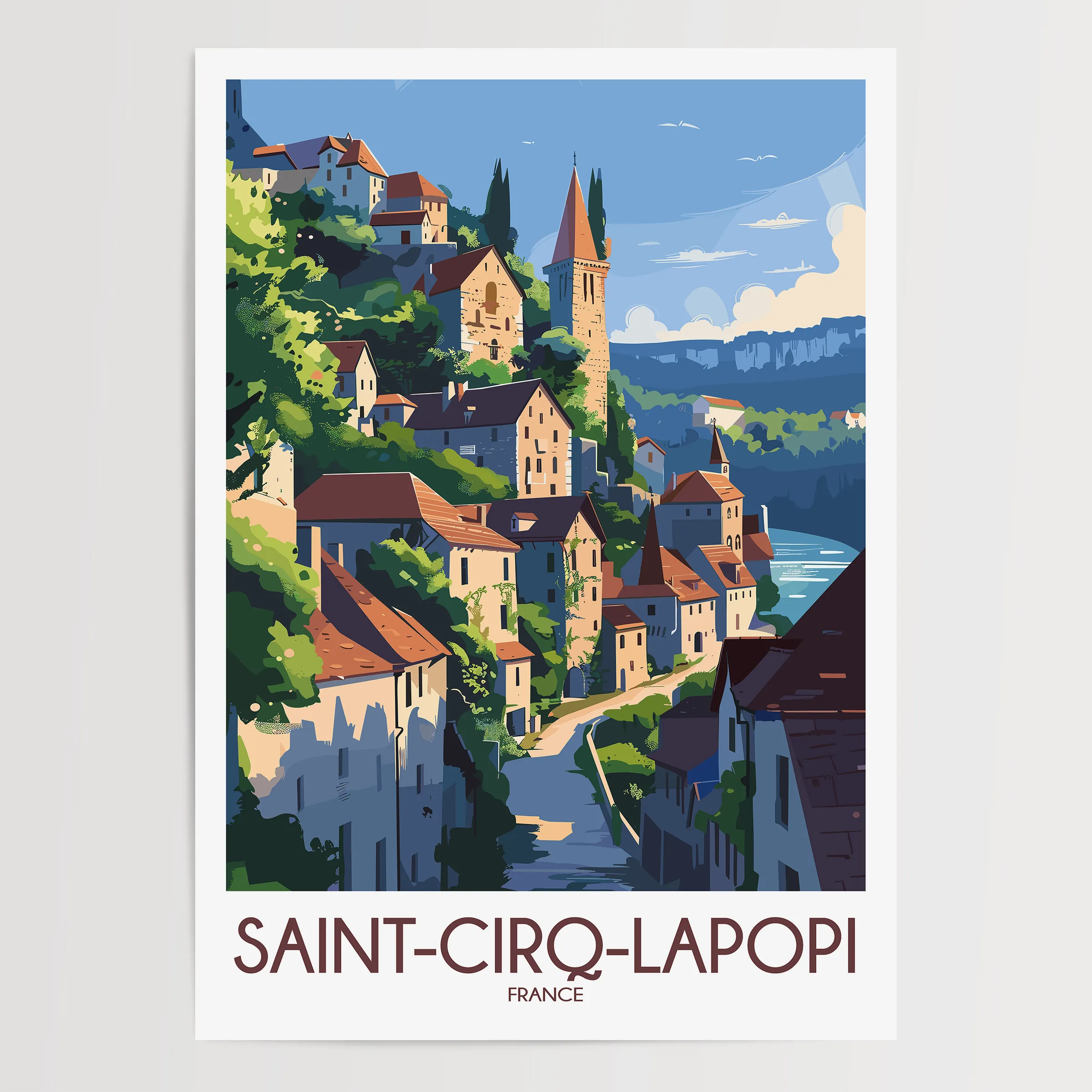 Saint-Cirq-Lapopie Souvenir Poster Print