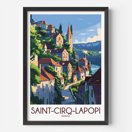 Saint-Cirq-Lapopie Vintage Style Print