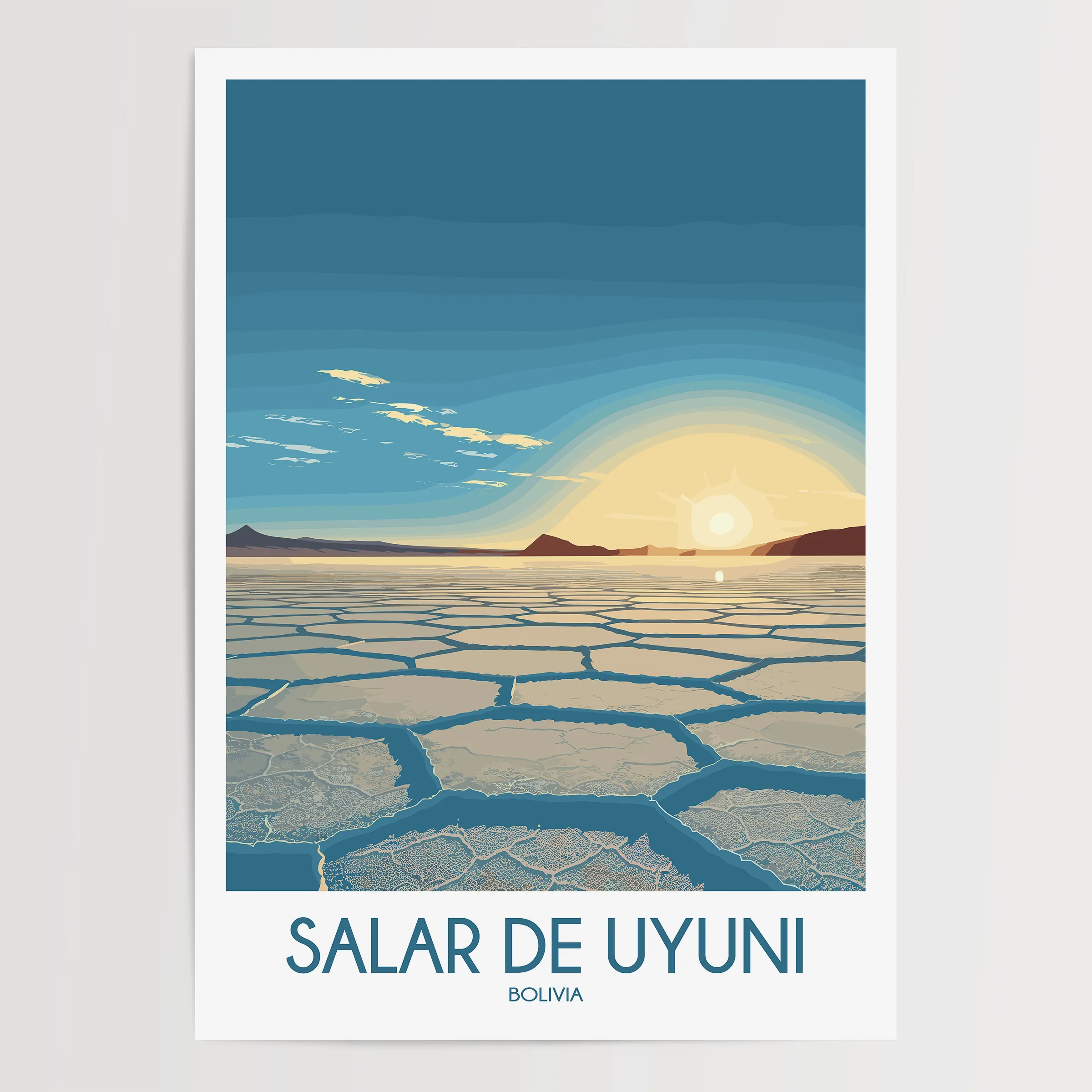 Salar De Uyuni Retro Travel Illustration