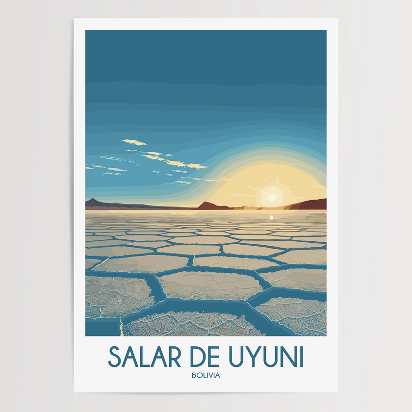 Salar De Uyuni Retro Travel Illustration