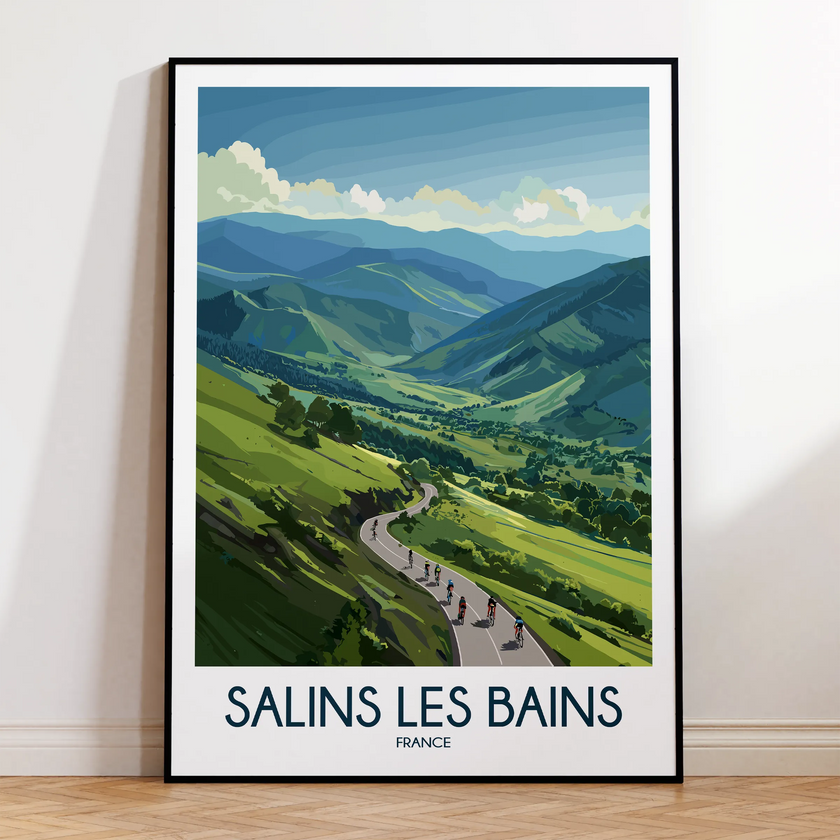 Salins Les Bains Retro Travel Illustration