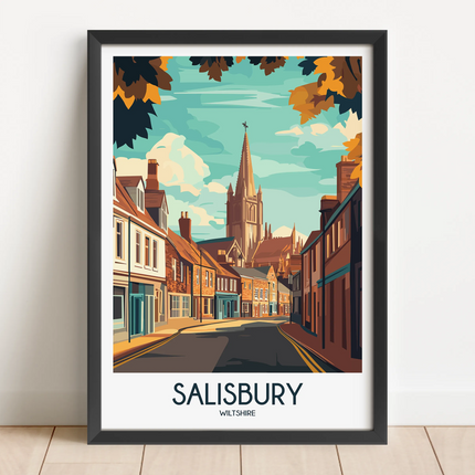 Salisbury Retro Travel Illustration