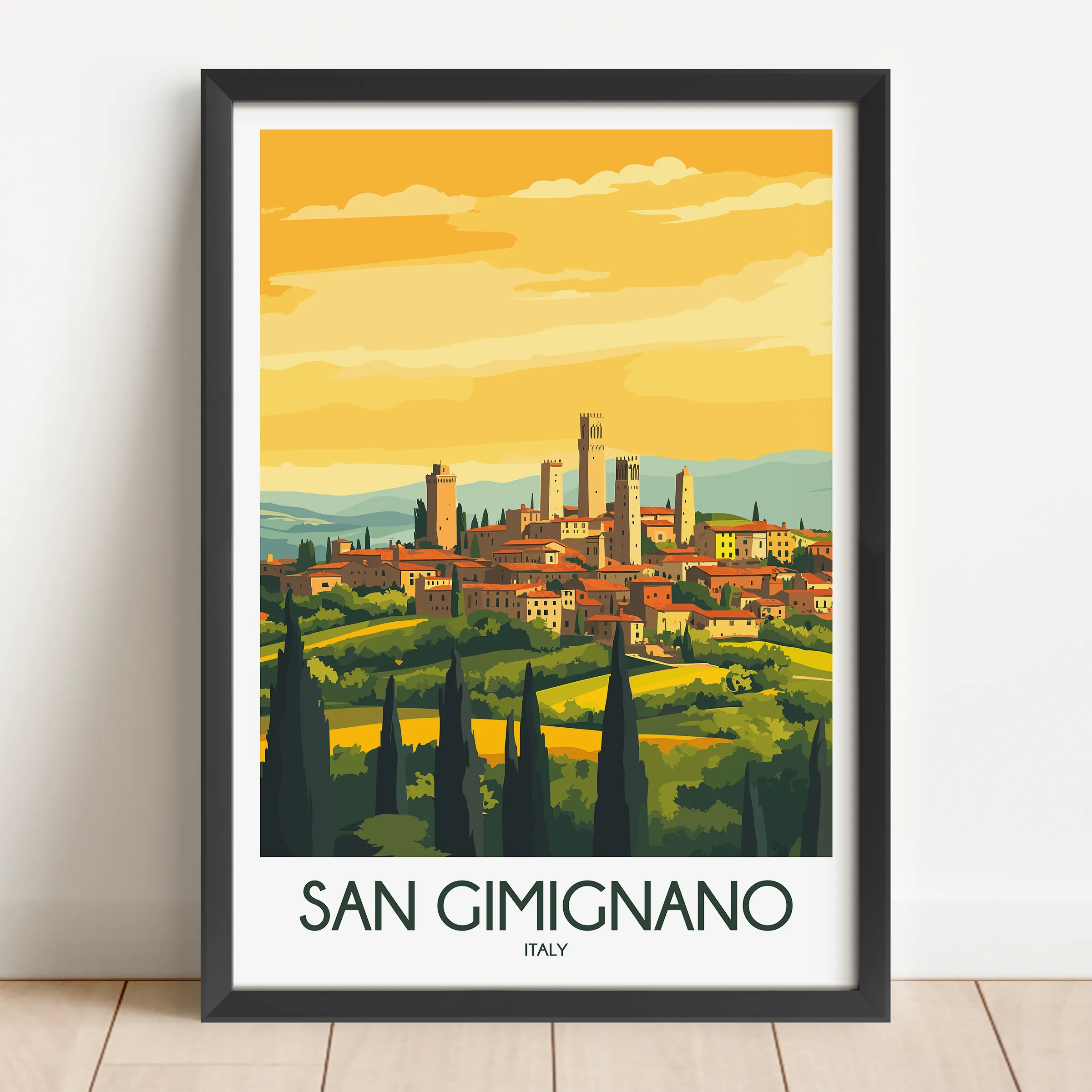 San Gimignano Vintage Style Print