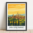 San Gimignano Vintage Style Print