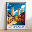 San Gimignano Vintage Style Print