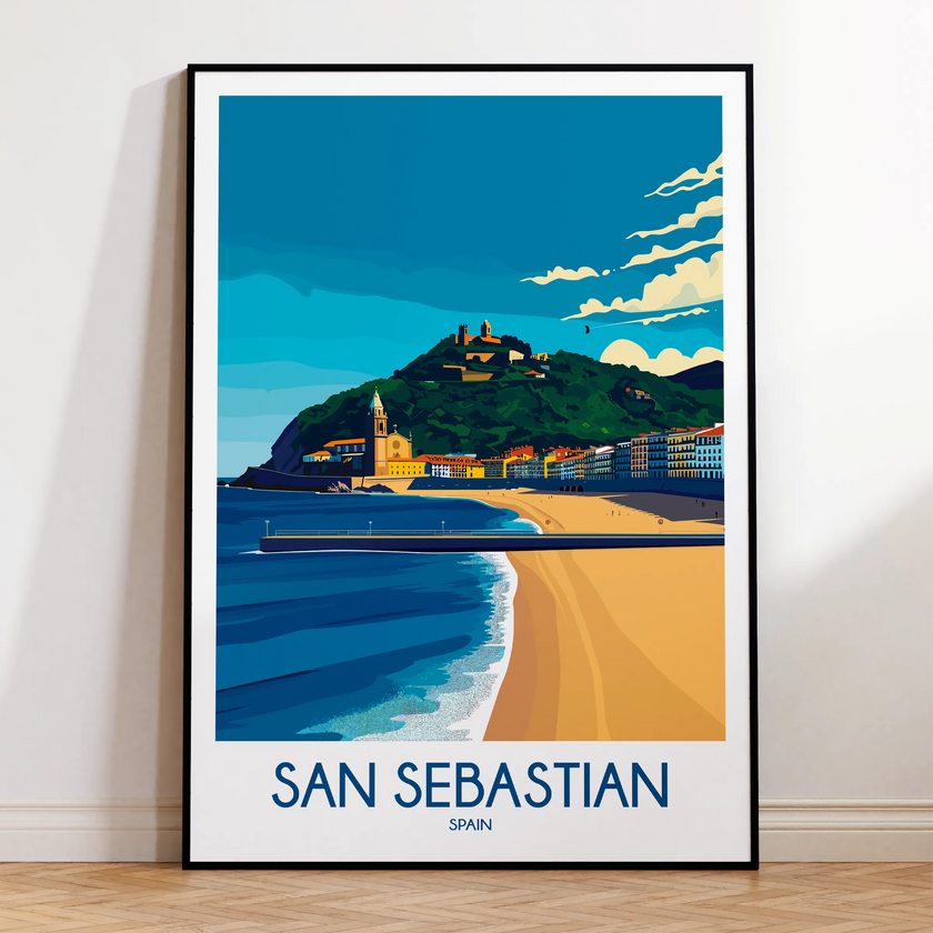 San Sebastian Retro Travel Illustration