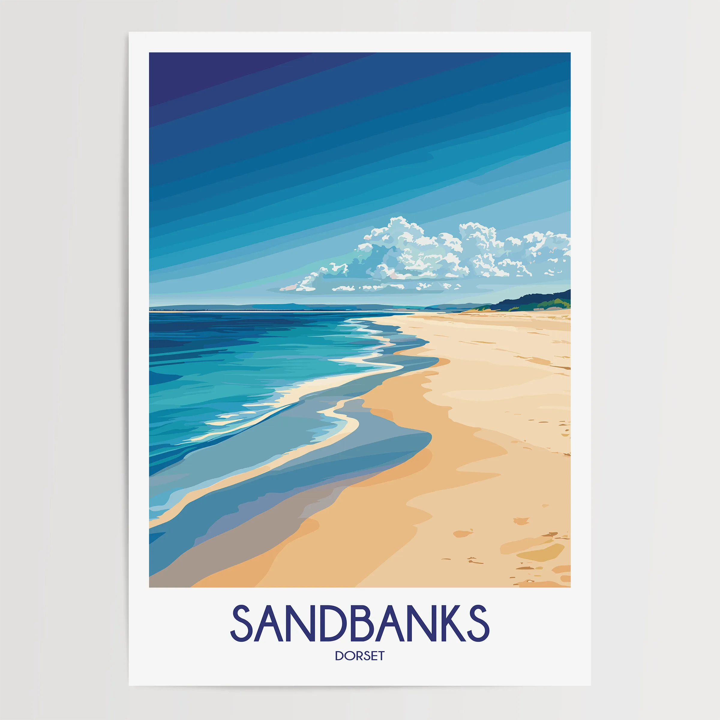 Sandbanks Retro Travel Illustration