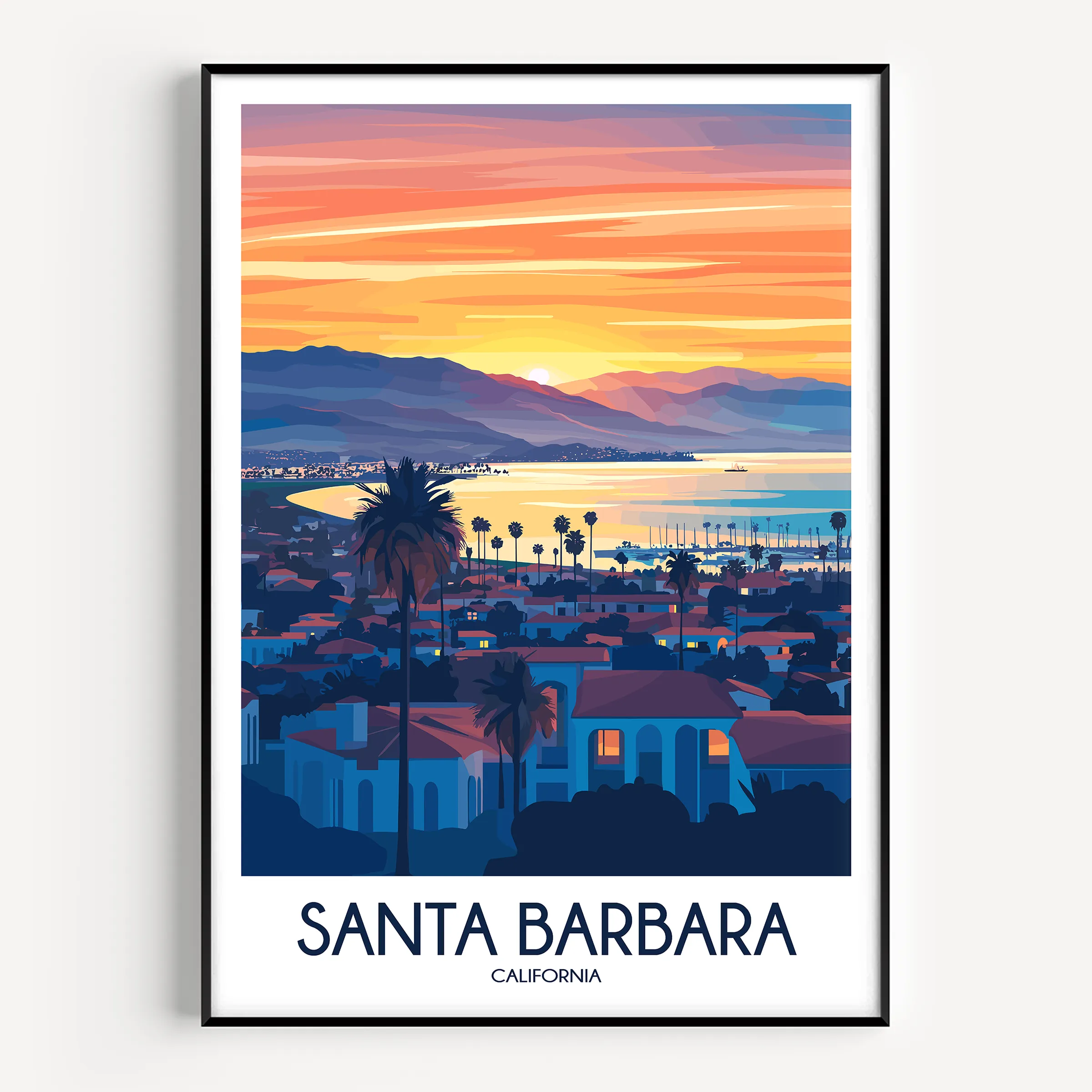 Santa Barbara Retro Travel Illustration
