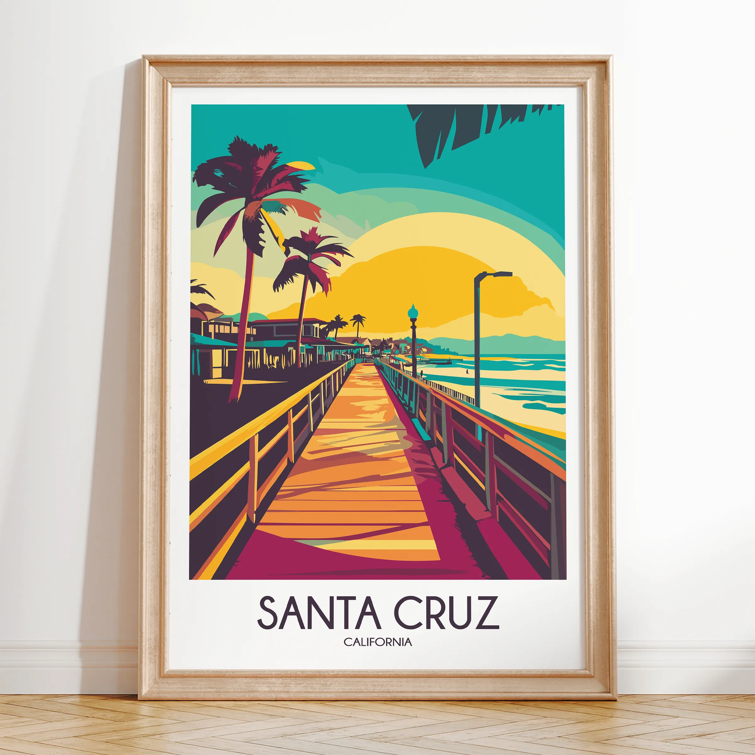 Santa Cruz Retro Travel Illustration