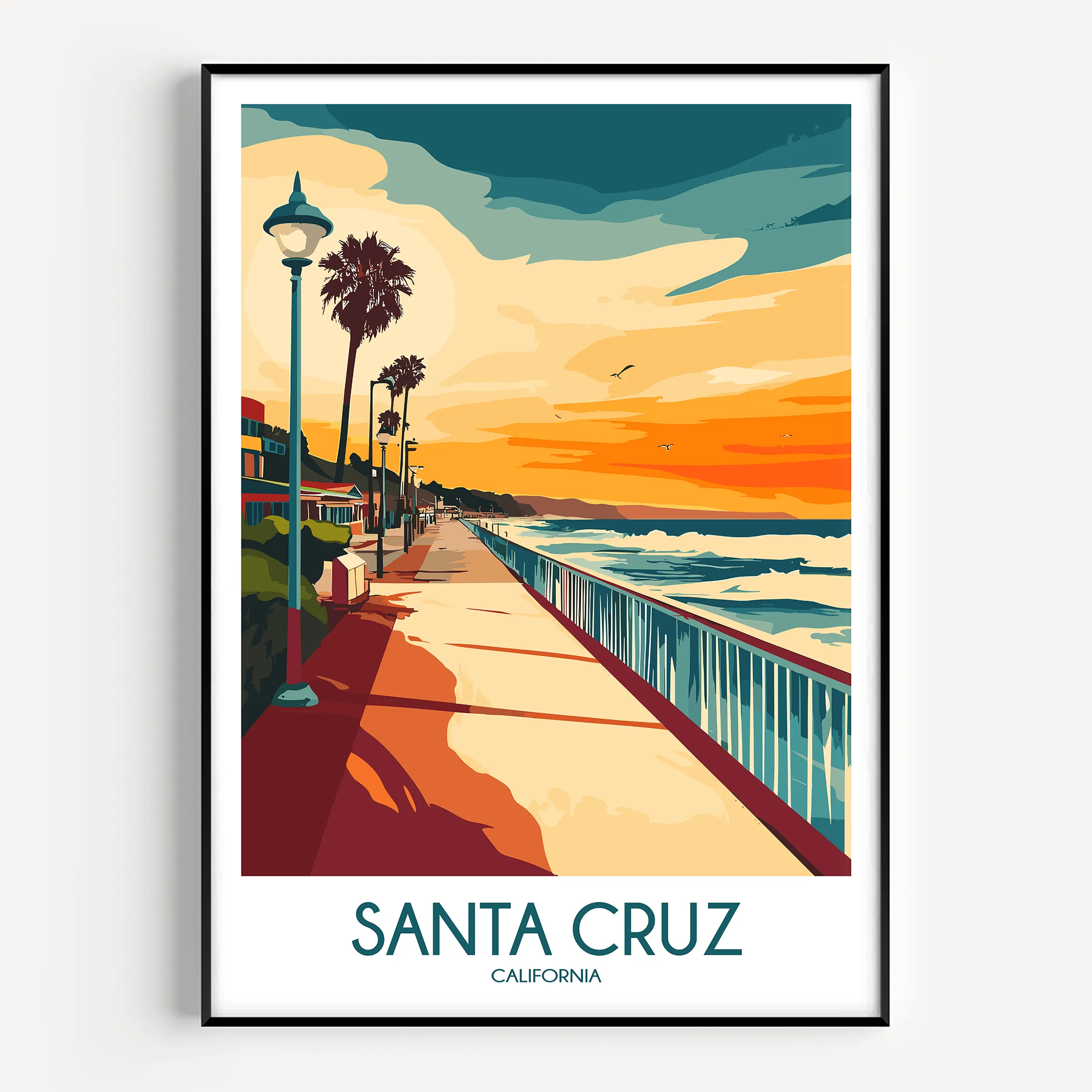 Santa Cruz Retro Travel Illustration