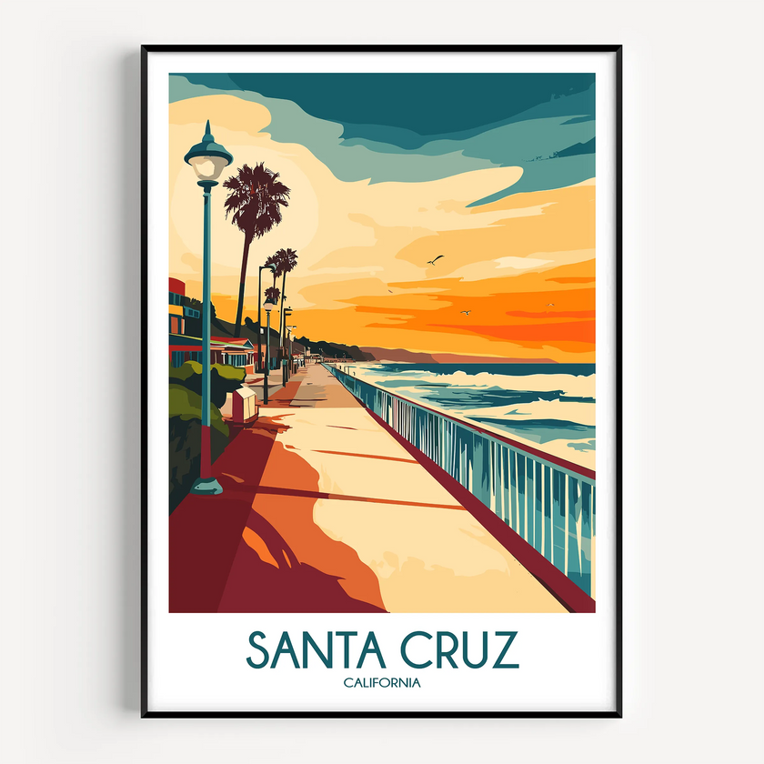 Santa Cruz Retro Travel Illustration
