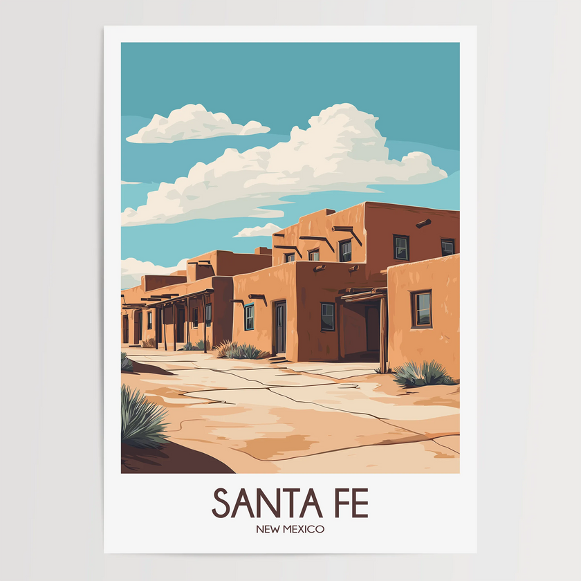 Santa Fe Retro Travel Illustration