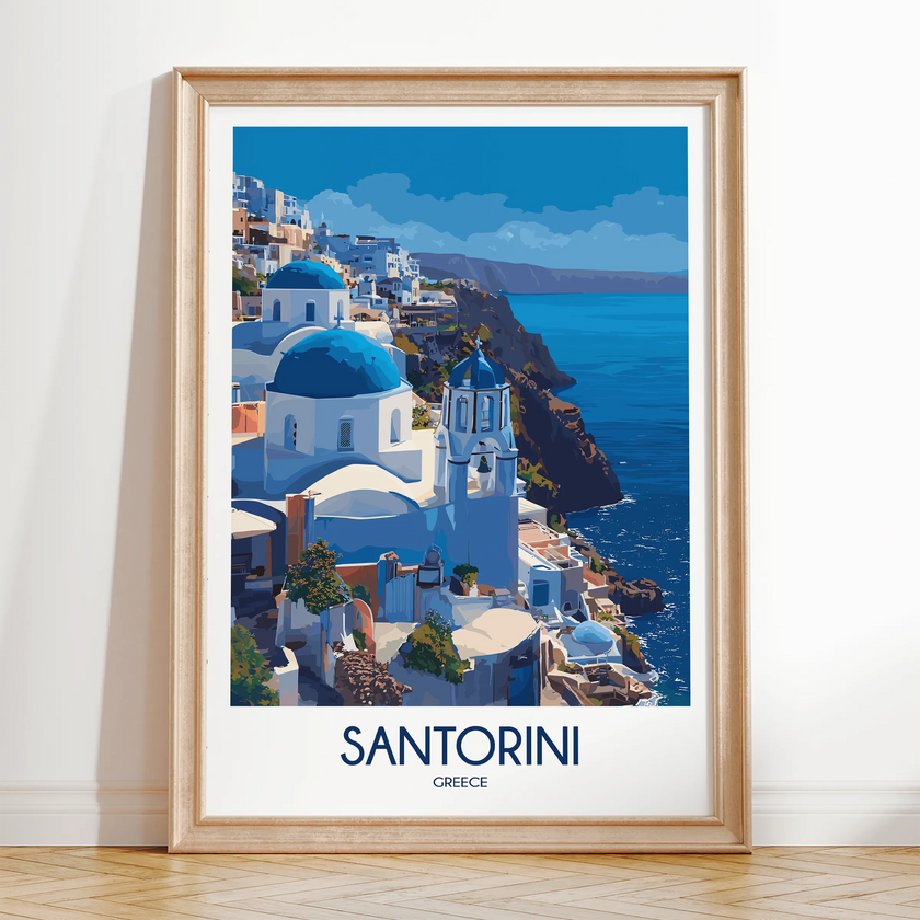 Santorini Destination Art Gift