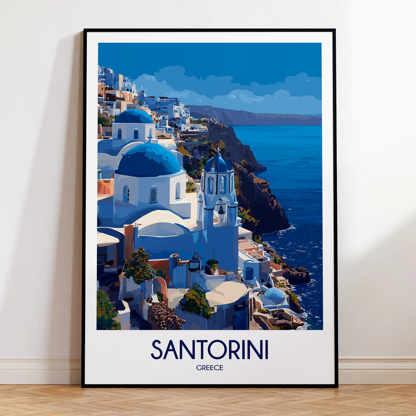 Santorini Modern Travel Poster