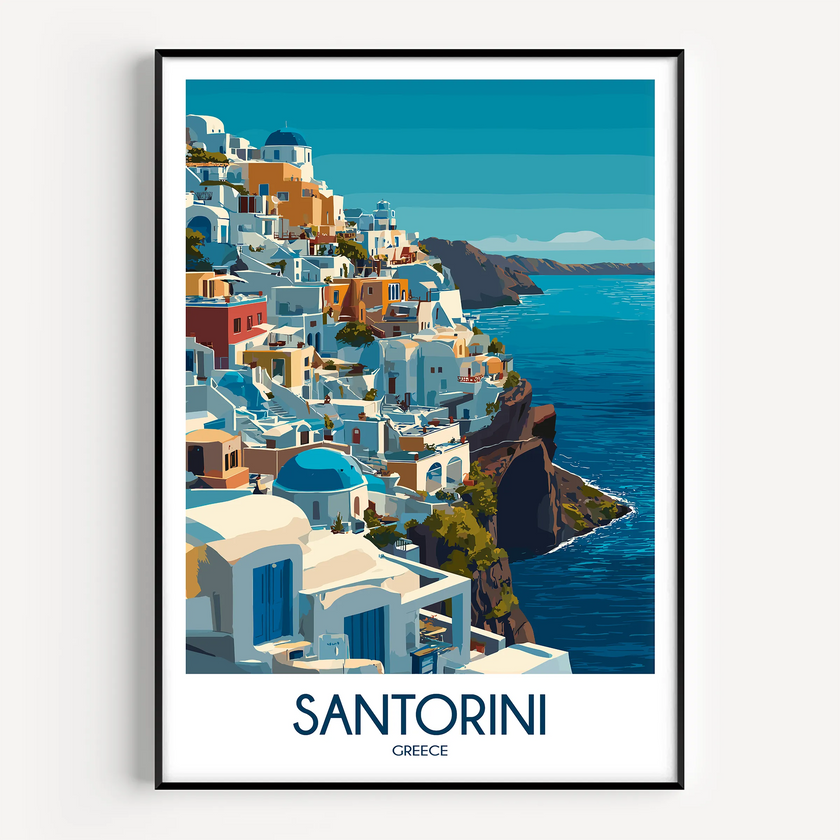 Santorini Modern Travel Poster