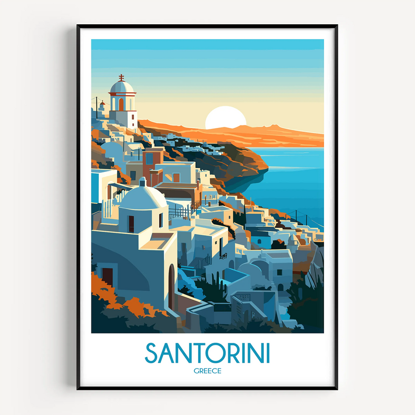 Santorini Modern Travel Poster