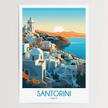 Santorini Retro Travel Illustration
