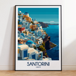 Santorini Retro Travel Illustration
