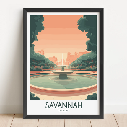 Savannah Retro Travel Illustration