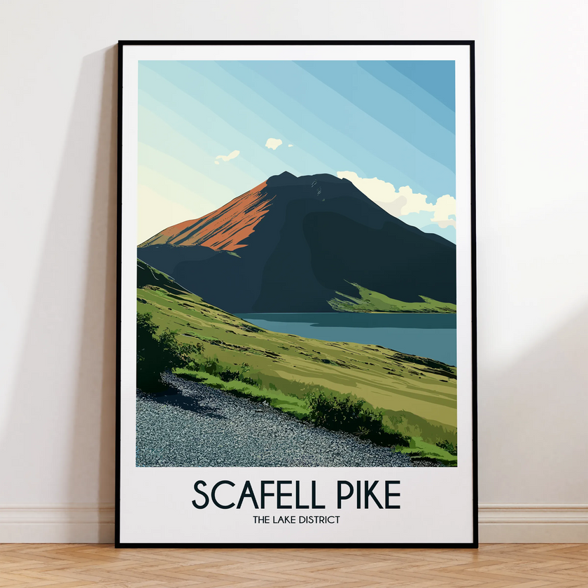 Scafell Pike Retro Travel Illustration
