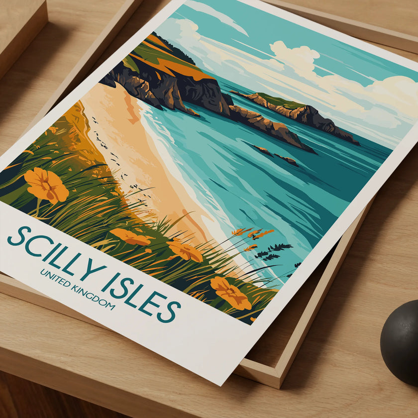 Scilly Isles Retro Travel Illustration