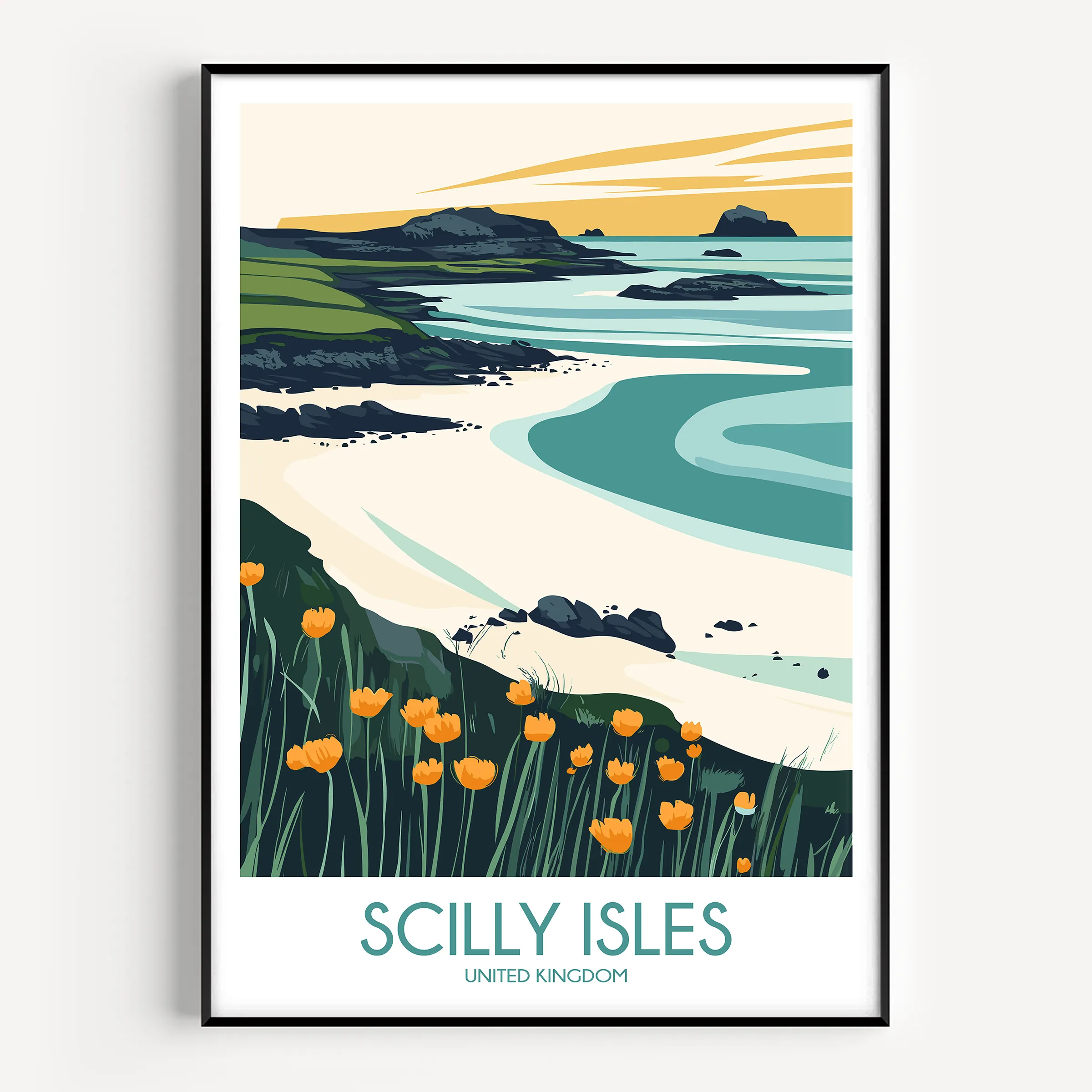 Scilly Isles Retro Travel Illustration