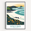 Scilly Isles Retro Travel Illustration
