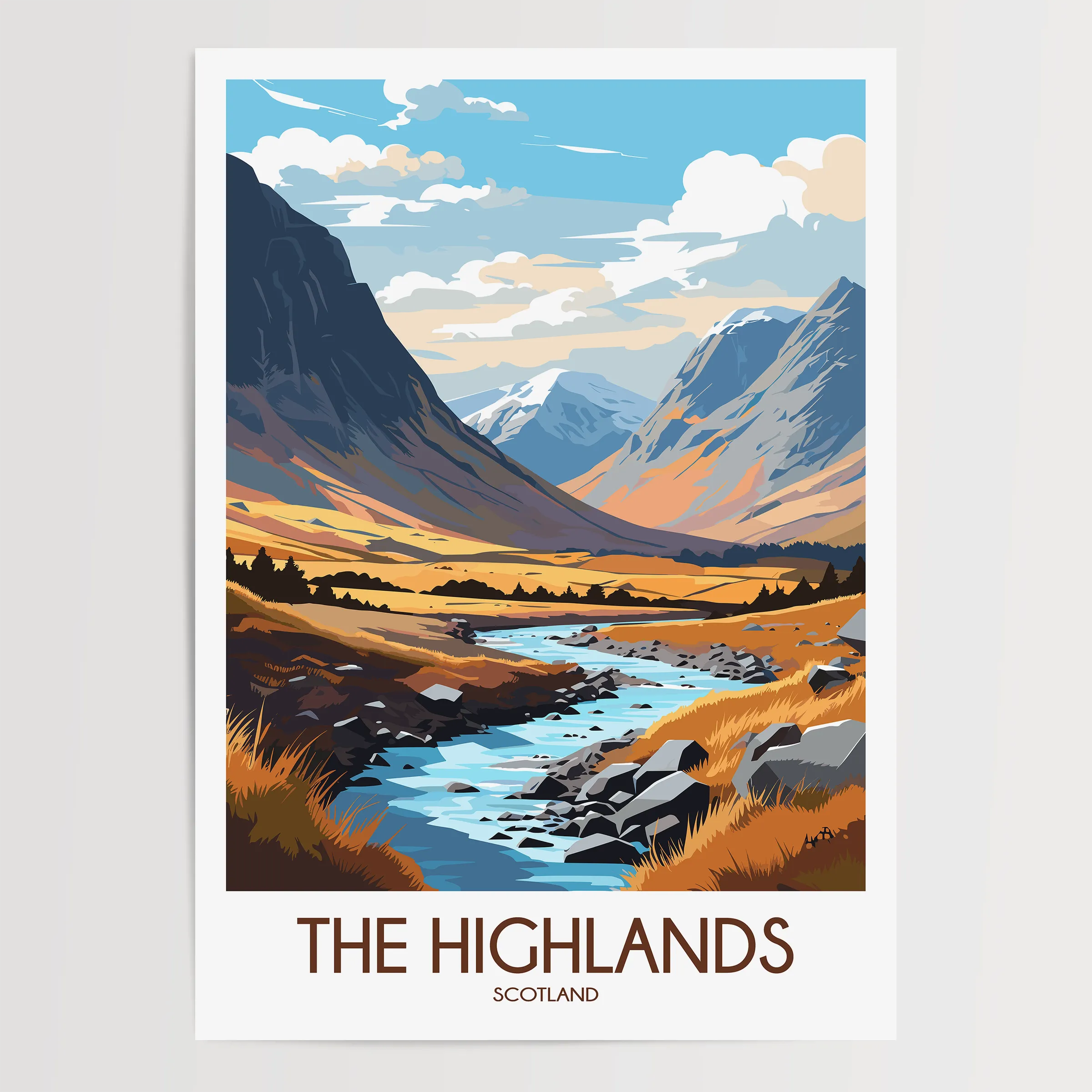 Scotland Highlands Modern Travel Poster