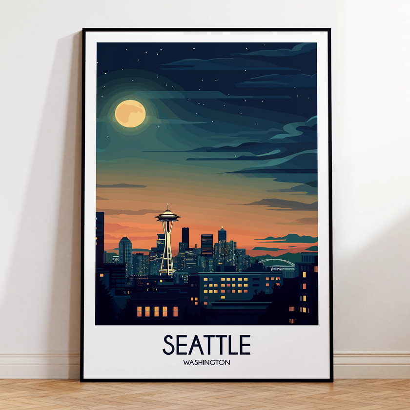 Seattle Vintage Style Print