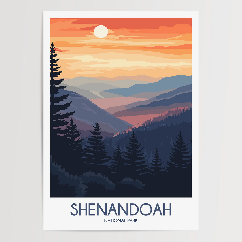 Shenandoah Retro Travel Illustration