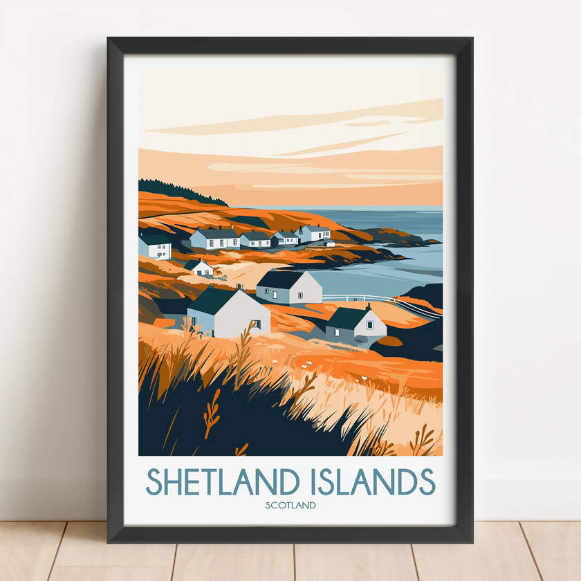 Shetland Islands Modern Travel Poster
