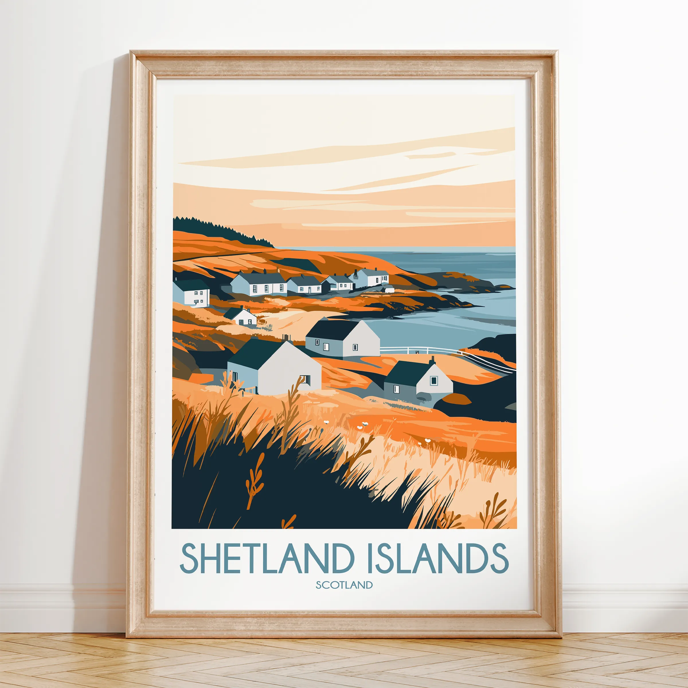 Shetland Islands Retro Travel Illustration