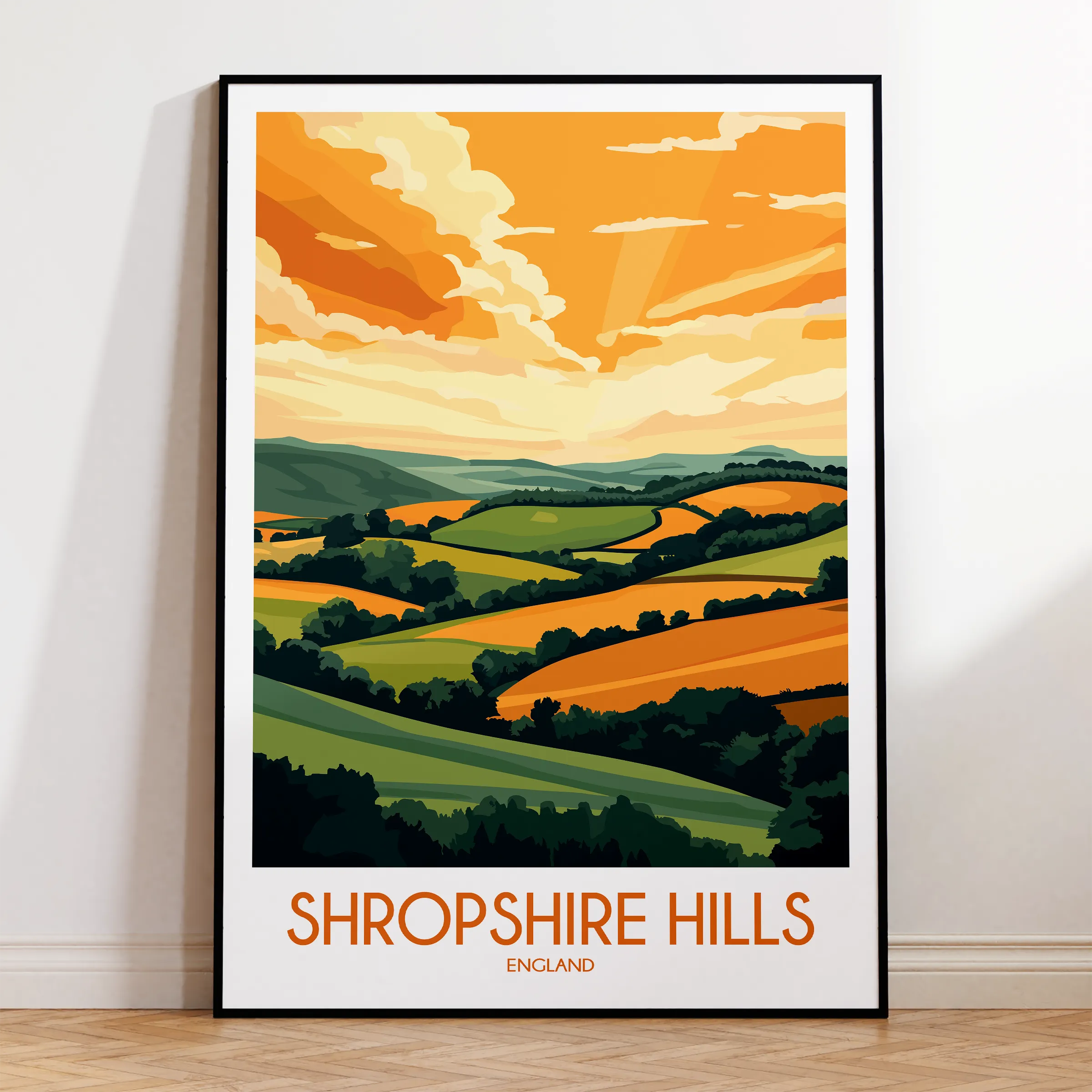 Shropshire Hills Modern Travel Poster