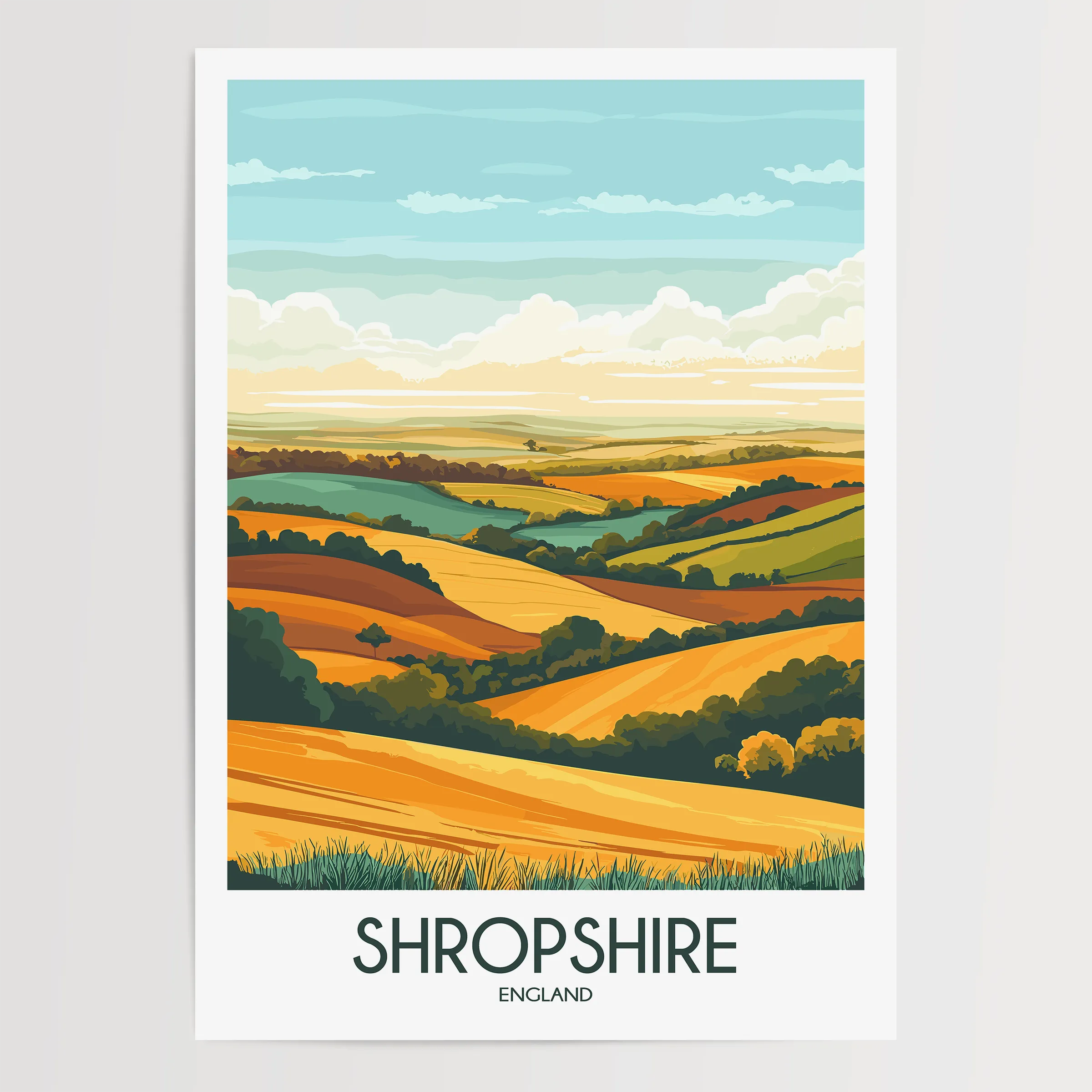 Shropshire Retro Travel Illustration