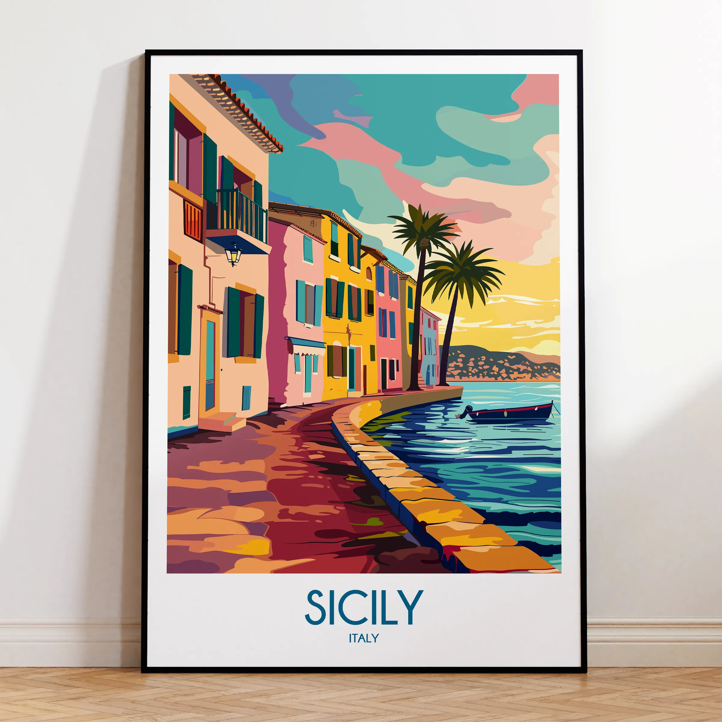 Sicily Modern Travel Poster