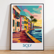 Sicily Modern Travel Poster
