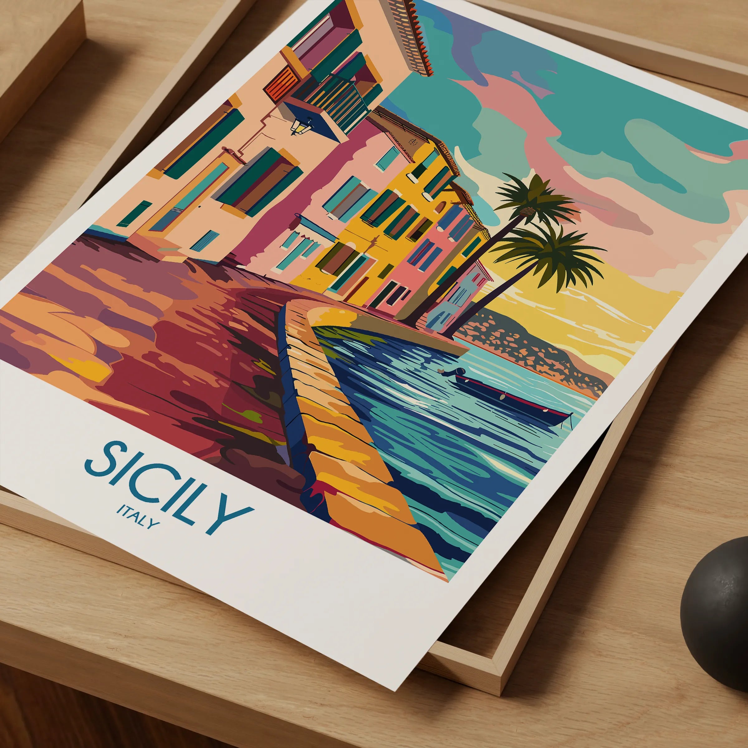 Sicily Retro Travel Illustration