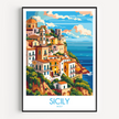 Sicily Retro Travel Illustration
