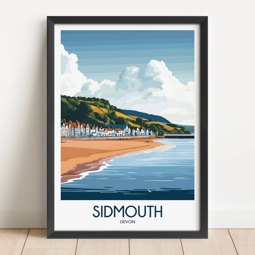 Sidmouth Retro Travel Illustration